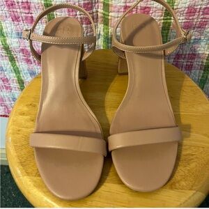 Tan leather block heel sandals